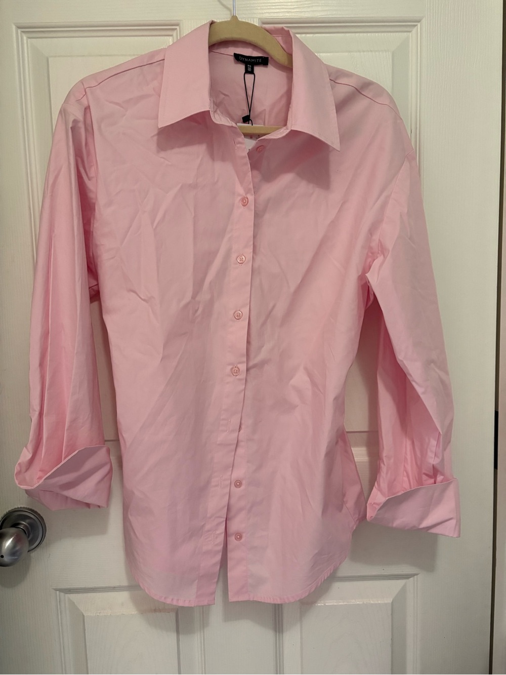 Dynamite poplin cinched waist blouse